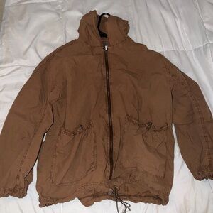 Urban Outfitters Women Tan Hooded Windbreaker